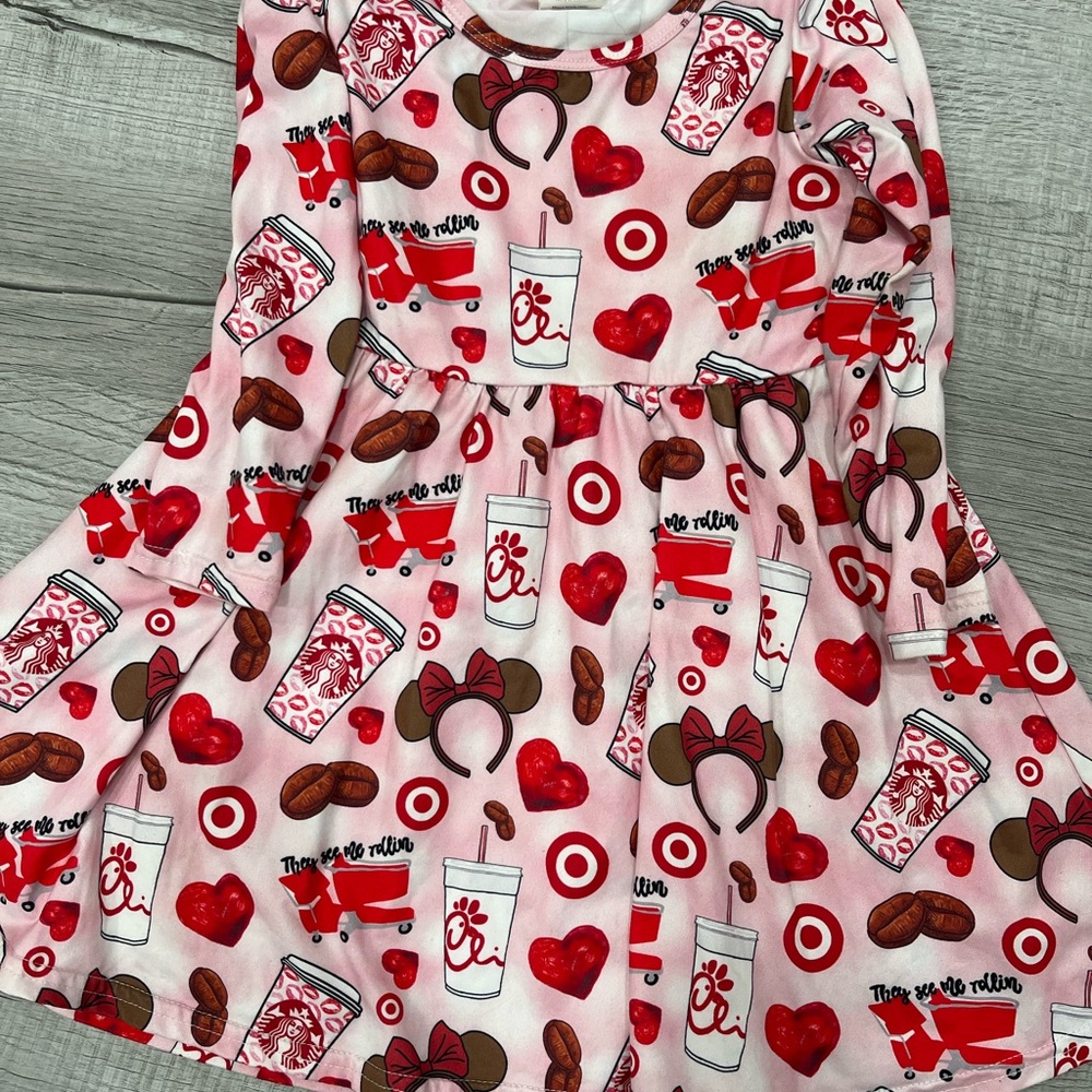 Chick-fil-A Themed Kids Dress - Pink and Red
